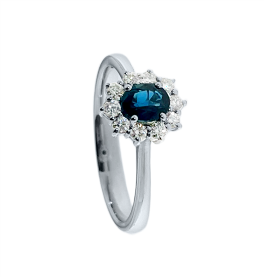 Anello Gazzola Donna ColoreContorno5x4 in Oro bianco Zaffiro blu 0.49 Ct AN-SER-Z-0.49 - AN-SER-Z-0.49